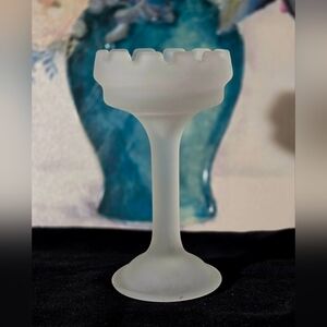 Vintage PartyLite Tall Castle Turret Frosted Pillar Candle Holder